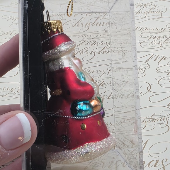 3 Unique Treasures Santa Ornaments Blown Glass Gifts Sleigh Toys Vintage NIB NOS - Picture 10 of 12